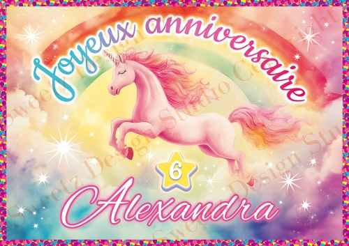 Cheval Licorne Rose 