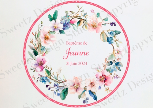 Couronne Fleurs Contour Rouge 