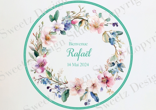 Couronne Fleurs Contour Turquoise