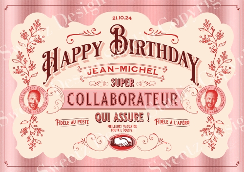 Happy Birthday vintage Collaborateur/trice