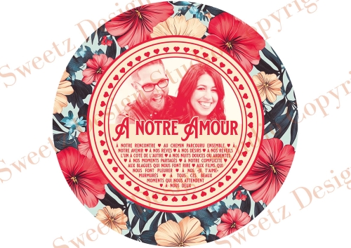 Vintage St-Valentin Fleurs - À Notre Amour- photo personnalisable - Rouge