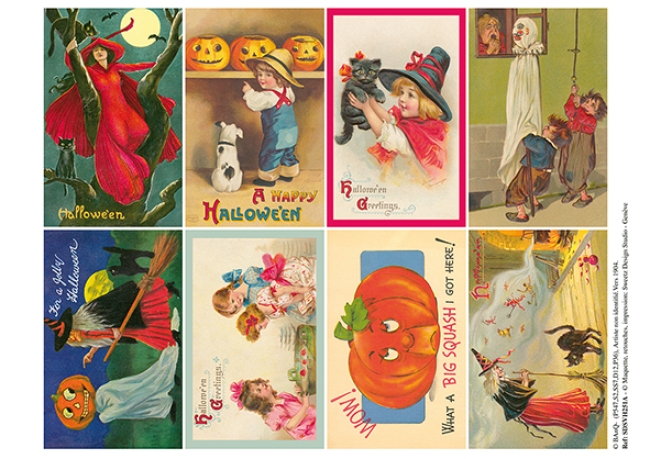 8 x Cartes Anciennes Halloween - kit 1