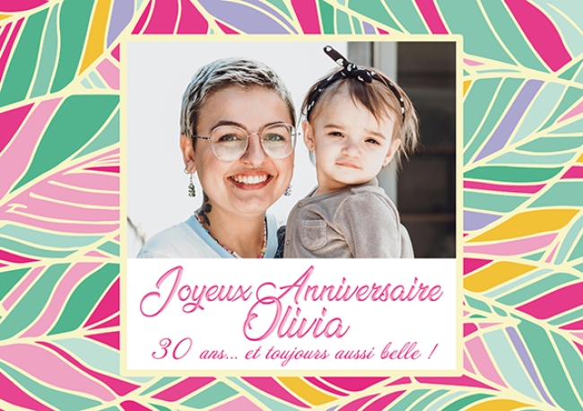 Impression alimentaire de feuilles colorées - photo +textes à personnaliser