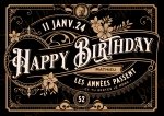 Design Happy Birthday Vintage classic Noir/or