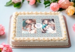 Motif petites fleurs bleues - texte + photos personnalisées