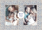Motif petites fleurs bleues - texte + photos personnalisées